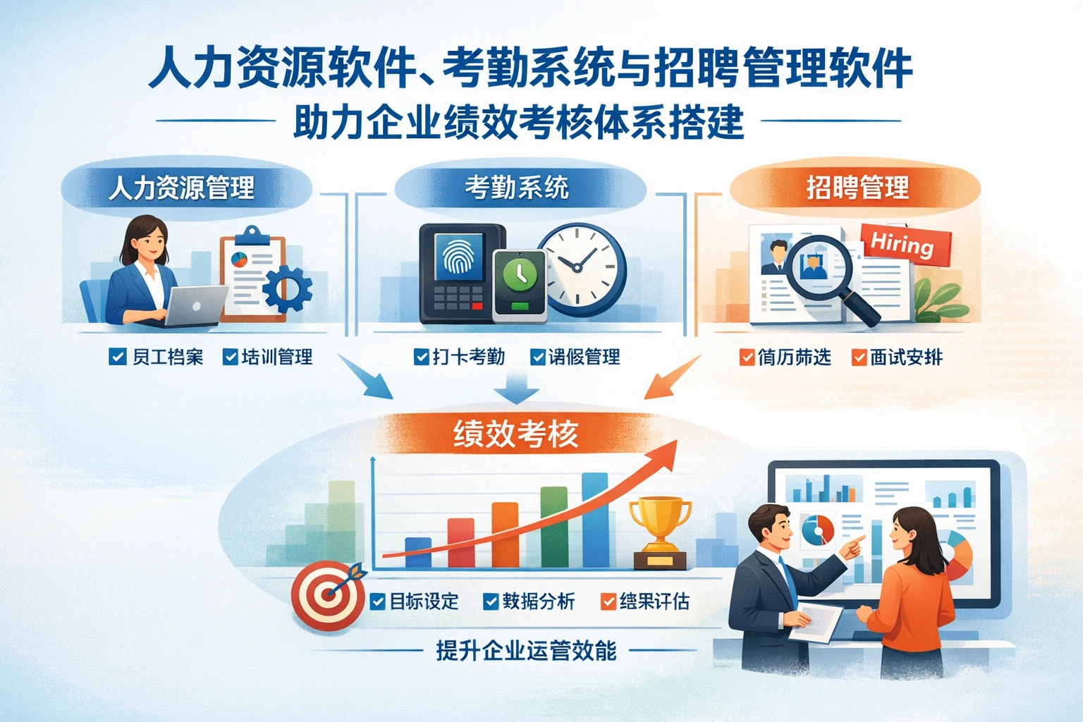 人力资源软件、考勤系统与招聘管理软件如何助力企业绩效考核体系搭建