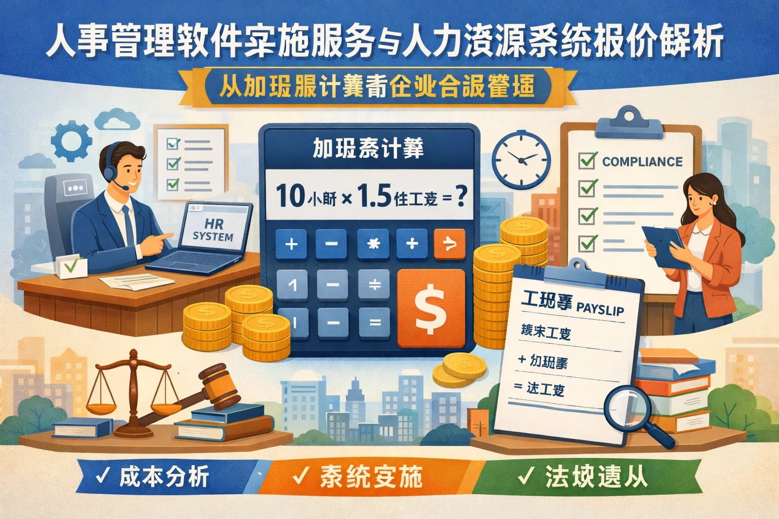 人事管理软件实施服务与人力资源系统报价解析：从加班费计算看企业合规管理