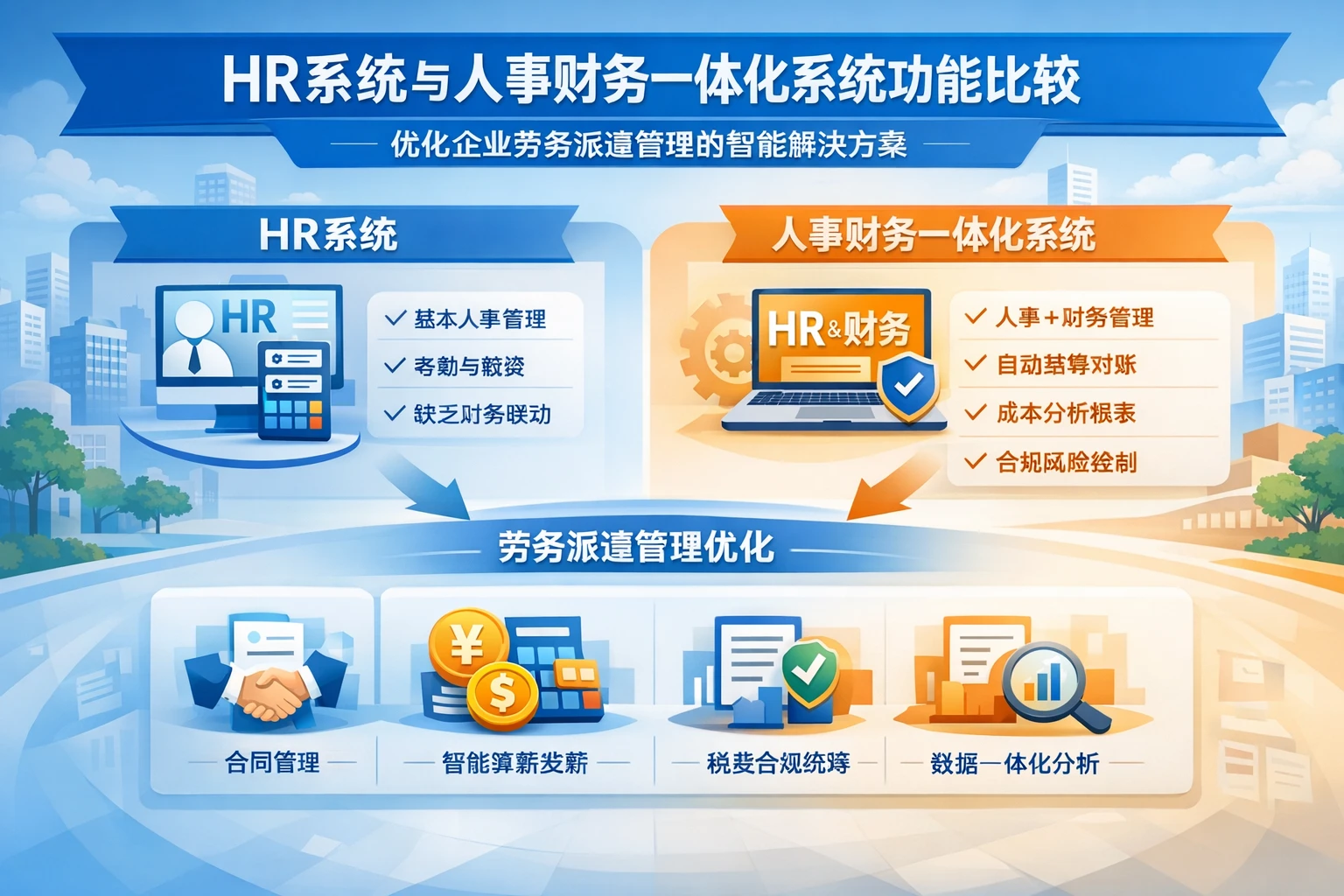 HR系统与人事财务一体化系统功能比较：优化企业劳务派遣管理的智能解决方案