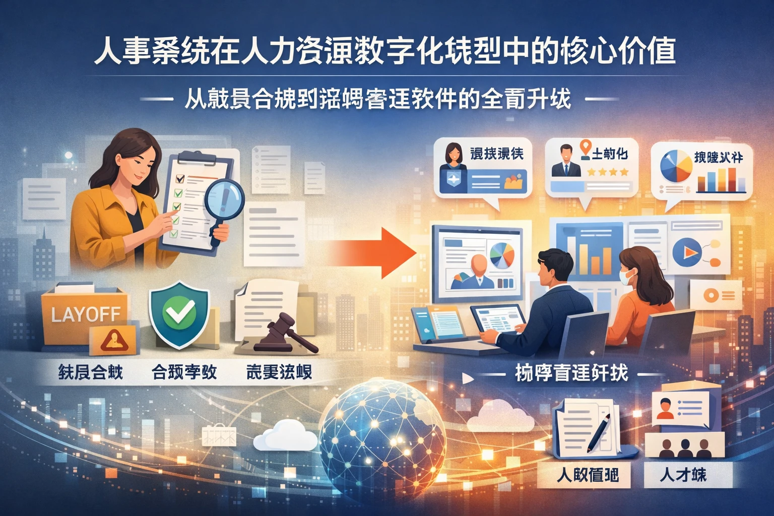 人事系统在人力资源数字化转型中的核心价值：从裁员合规到招聘管理软件的全面升级