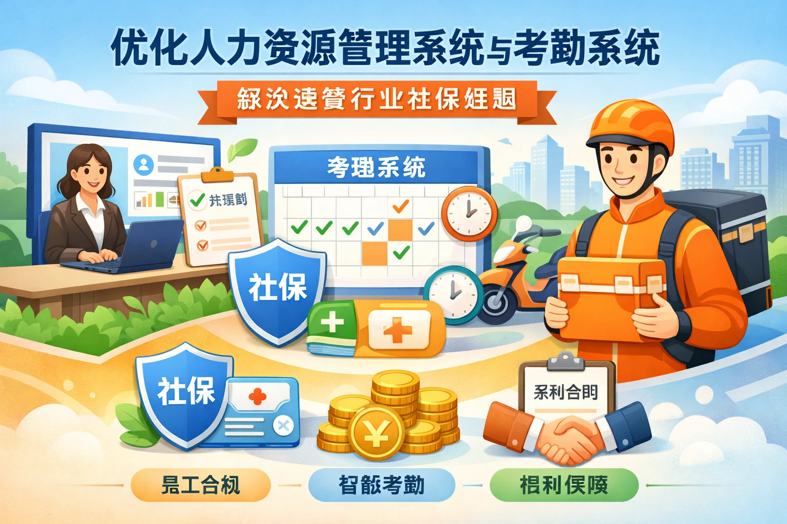 优化人力资源管理系统与考勤系统 解决送餐行业社保难题