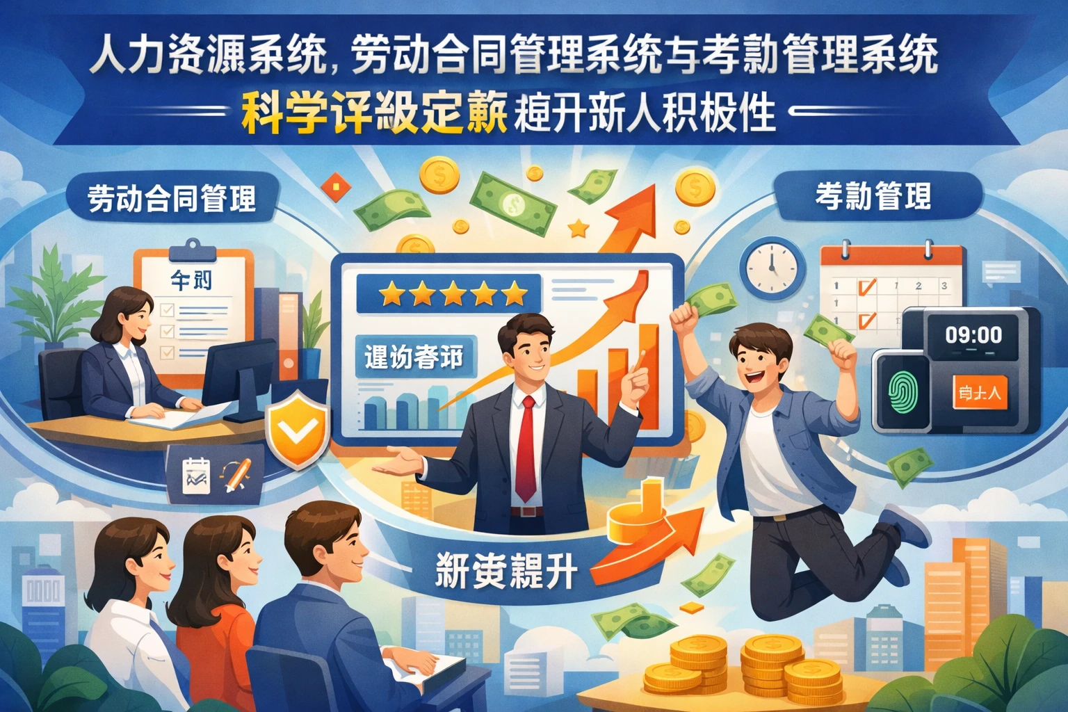 人力资源系统、劳动合同管理系统与考勤管理系统：科学评级定薪提升新人积极性