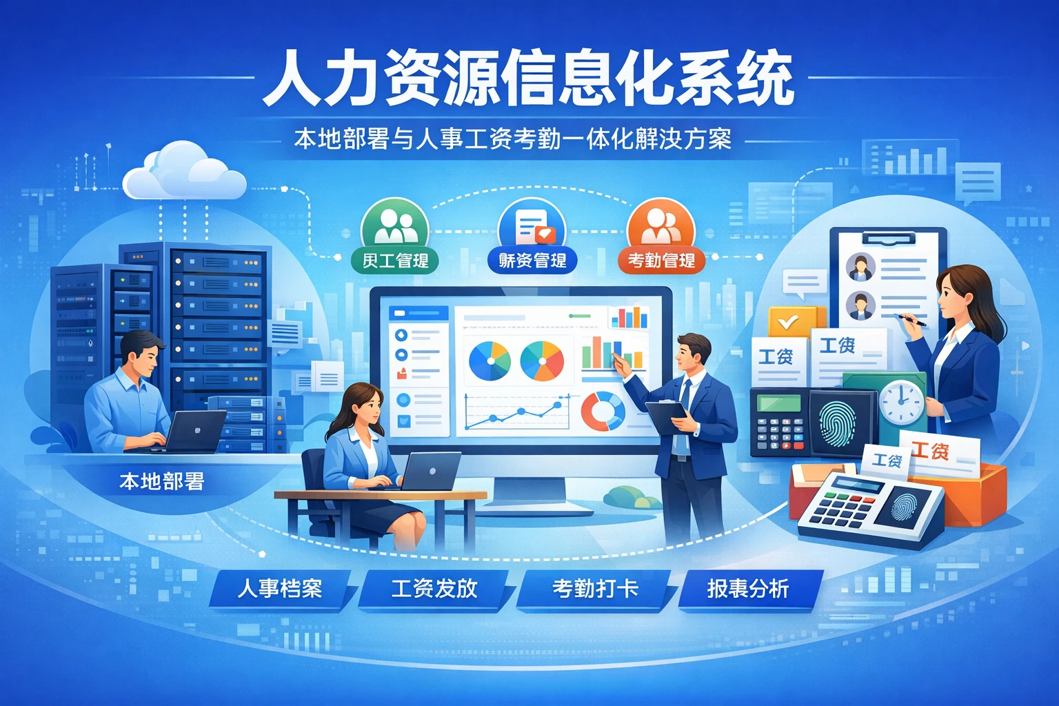 人力资源信息化系统：本地部署与人事工资考勤一体化解决方案