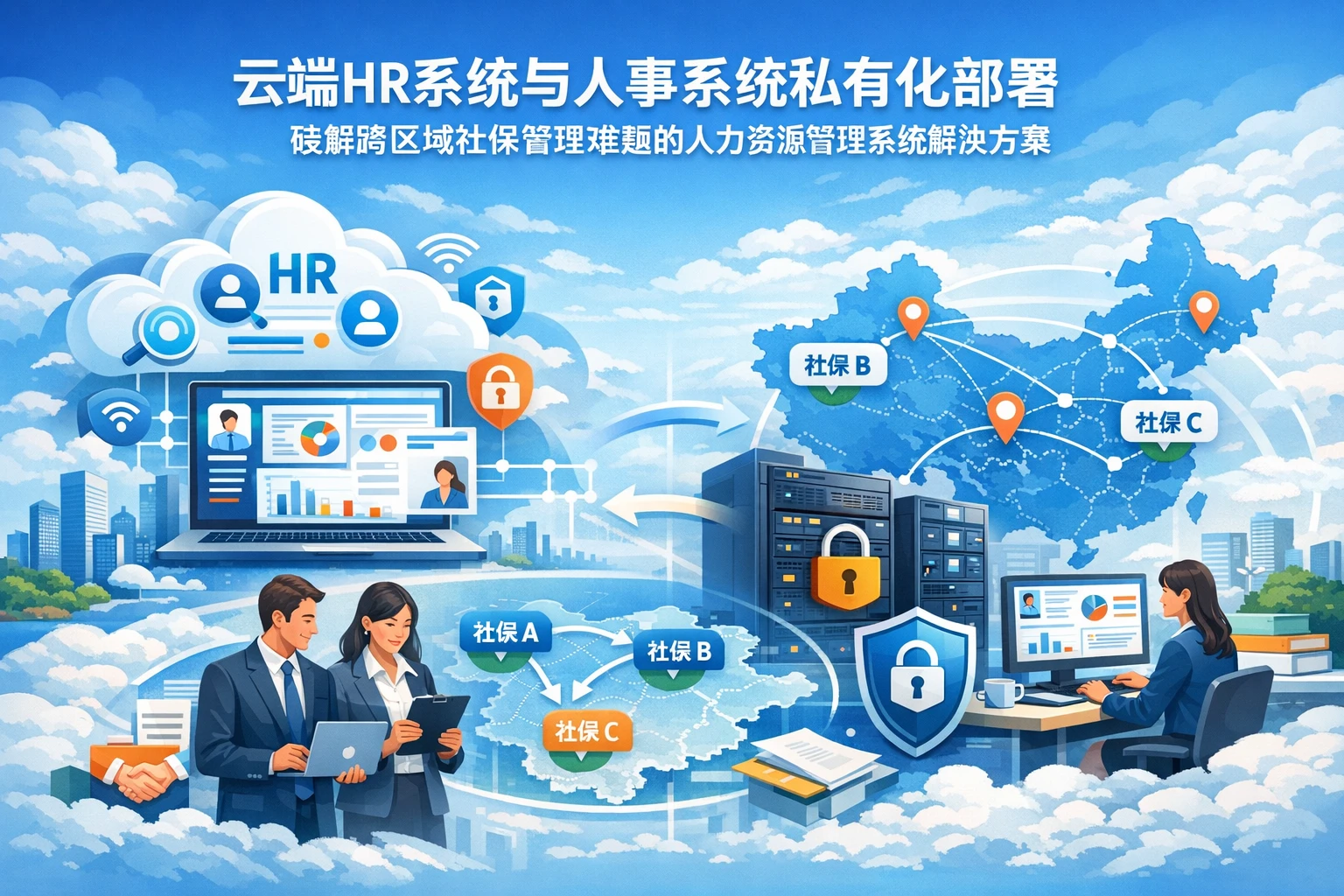云端HR系统与人事系统私有化部署:破解跨区域社保管理难题的人力资源管理系统解决方案