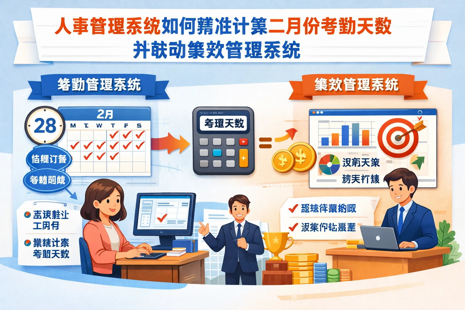 人事管理系统如何精准计算二月份考勤天数并联动绩效管理系统