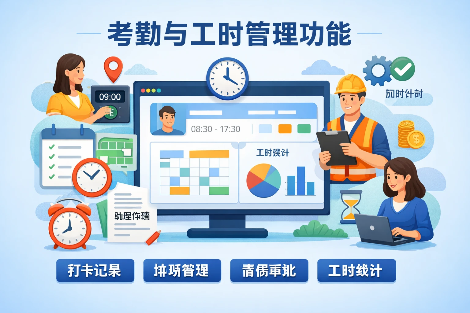 考勤与工时管理功能