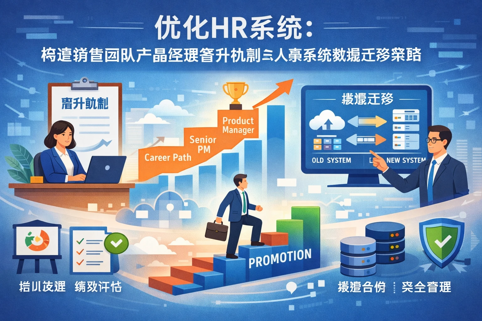优化HR系统：构建销售团队产品经理晋升机制与人事系统数据迁移策略