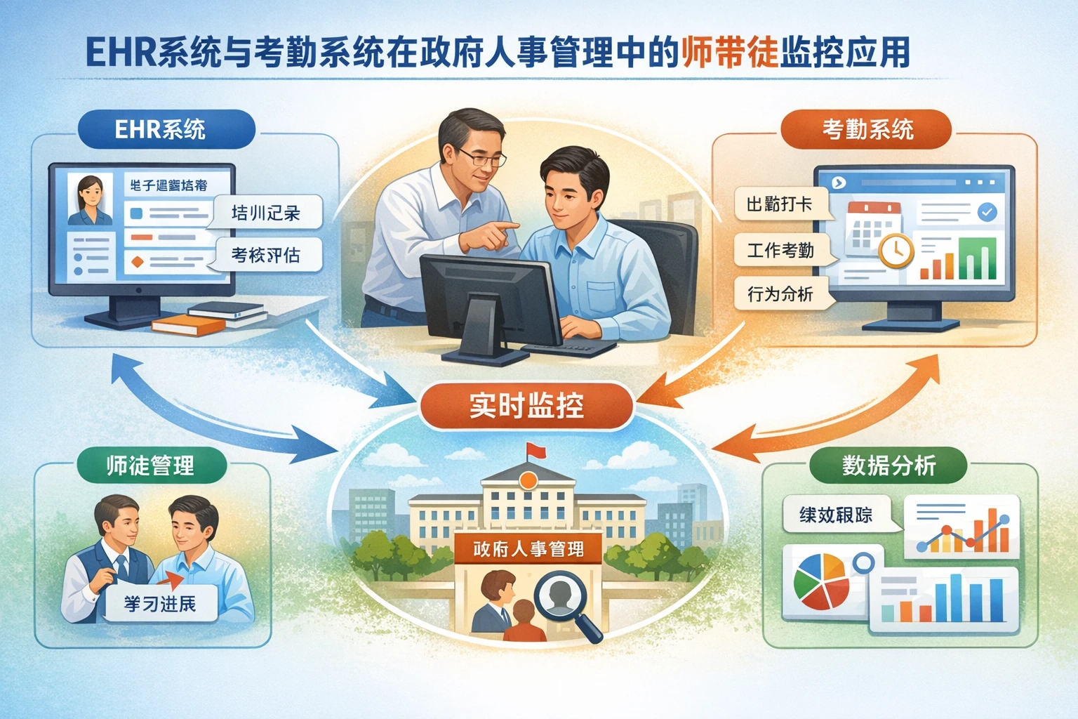 EHR系统与考勤系统在政府人事管理中的师带徒监控应用