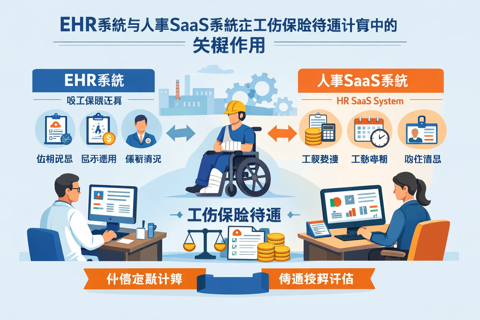 EHR系统与人事SaaS系统在工伤保险待遇计算中的关键作用
