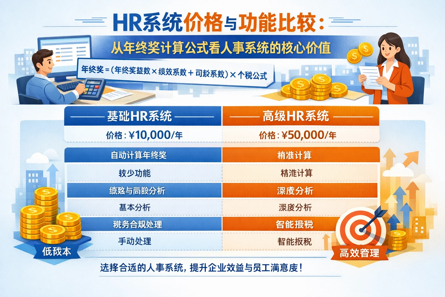 HR系统价格与功能比较：从年终奖计算公式看人事系统的核心价值