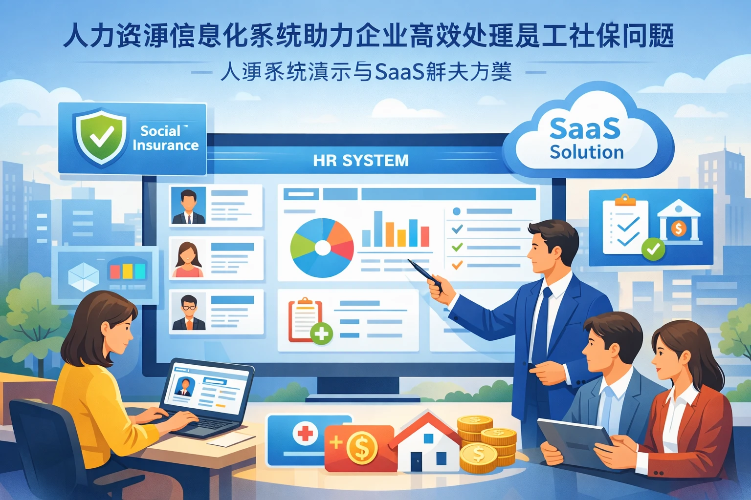 人力资源信息化系统助力企业高效处理员工社保问题：人事系统演示与SaaS解决方案
