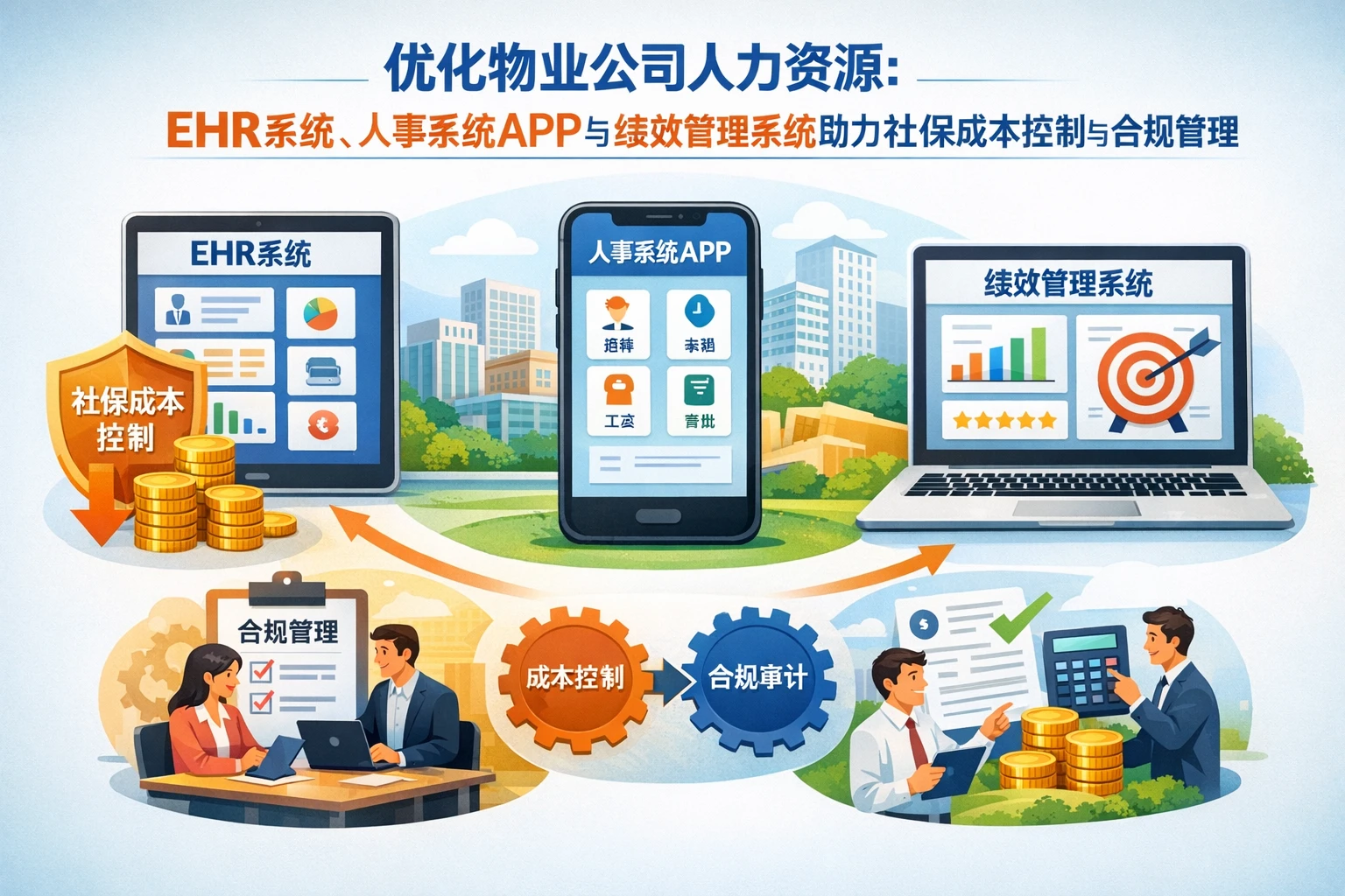 优化物业公司人力资源：EHR系统、人事系统APP与绩效管理系统助力社保成本控制与合规管理