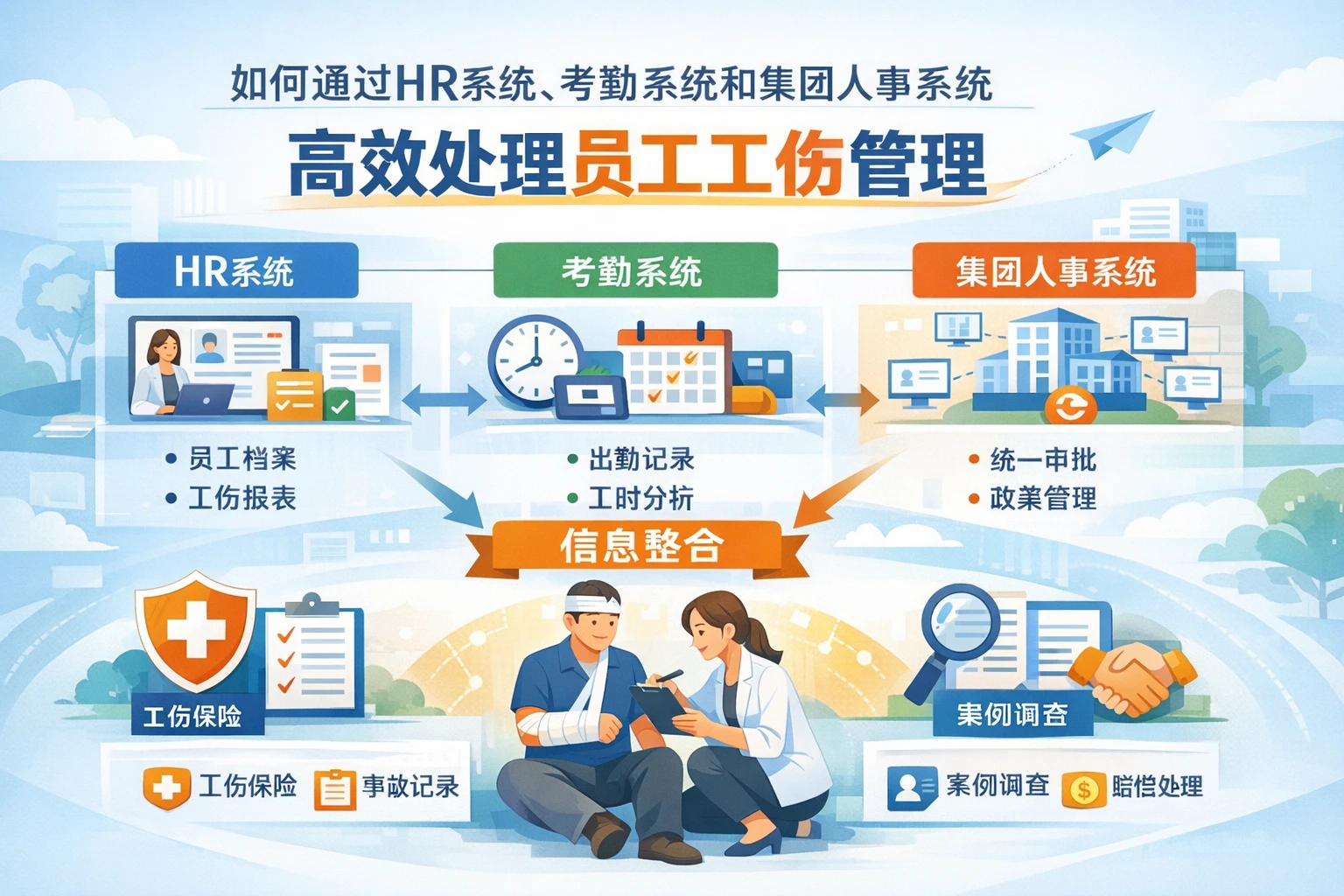 如何通过HR系统、考勤系统和集团人事系统高效处理员工工伤管理