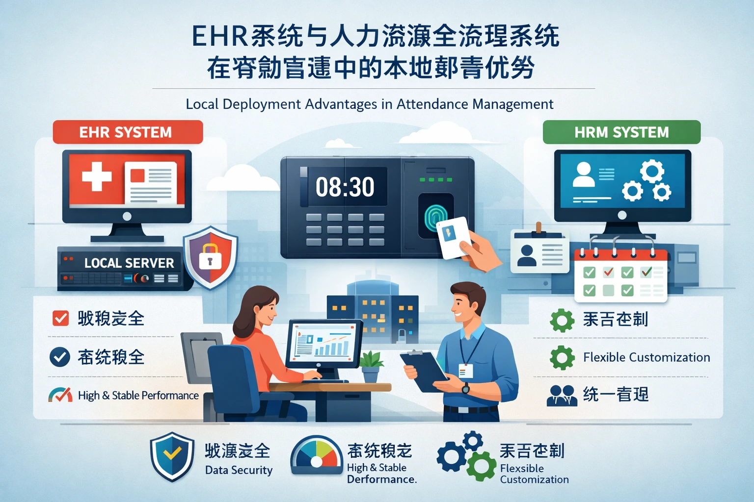 EHR系统与人力资源全流程系统在考勤管理中的本地部署优势
