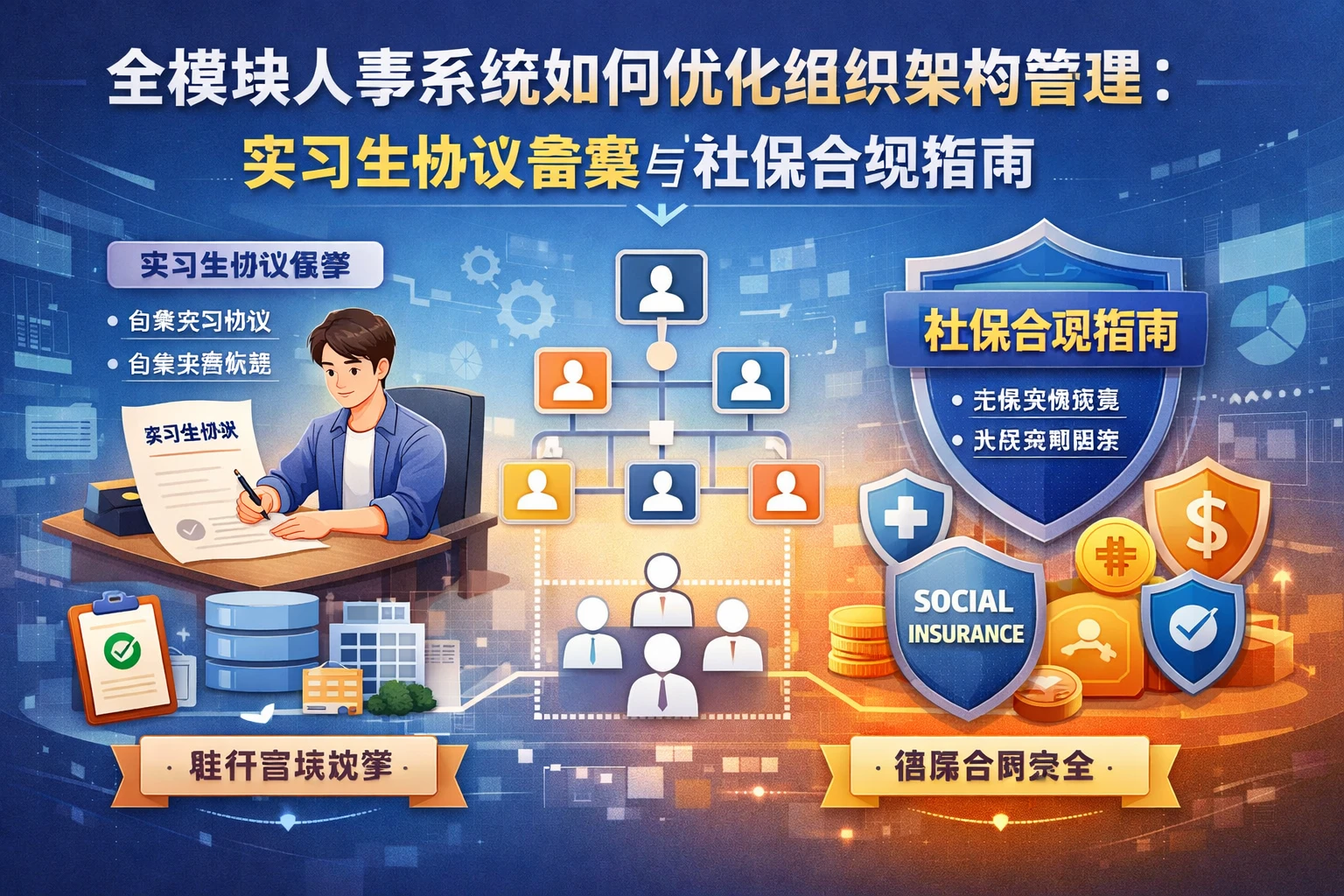 全模块人事系统如何优化组织架构管理:实习生协议备案与社保合规指南