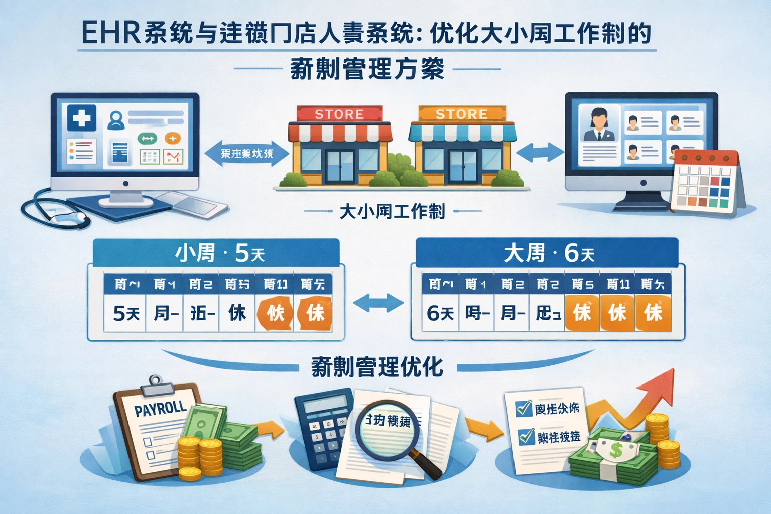 EHR系统与连锁门店人事系统：优化大小周工作制的薪酬管理方案