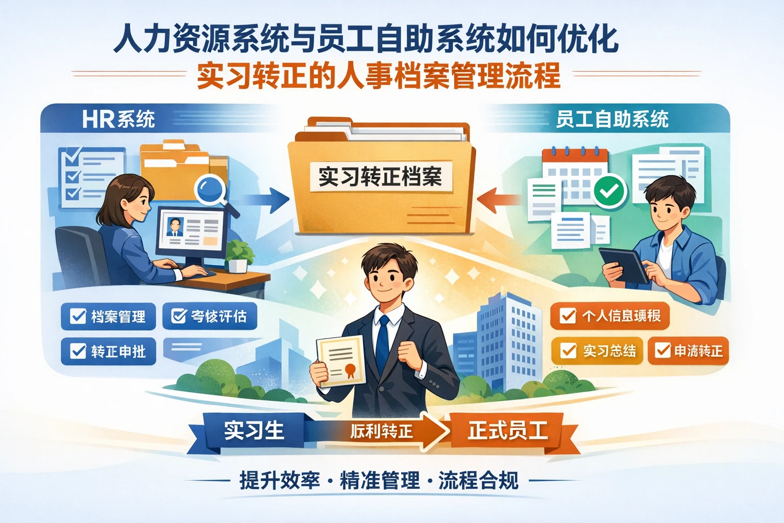 人力资源系统与员工自助系统如何优化实习转正的人事档案管理流程
