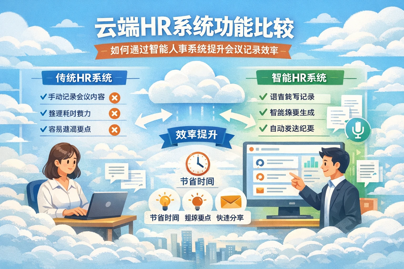 云端HR系统功能比较：如何通过智能人事系统提升会议记录效率