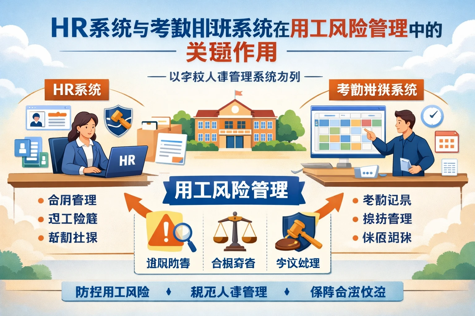 HR系统与考勤排班系统在用工风险管理中的关键作用——以学校人事管理系统为例