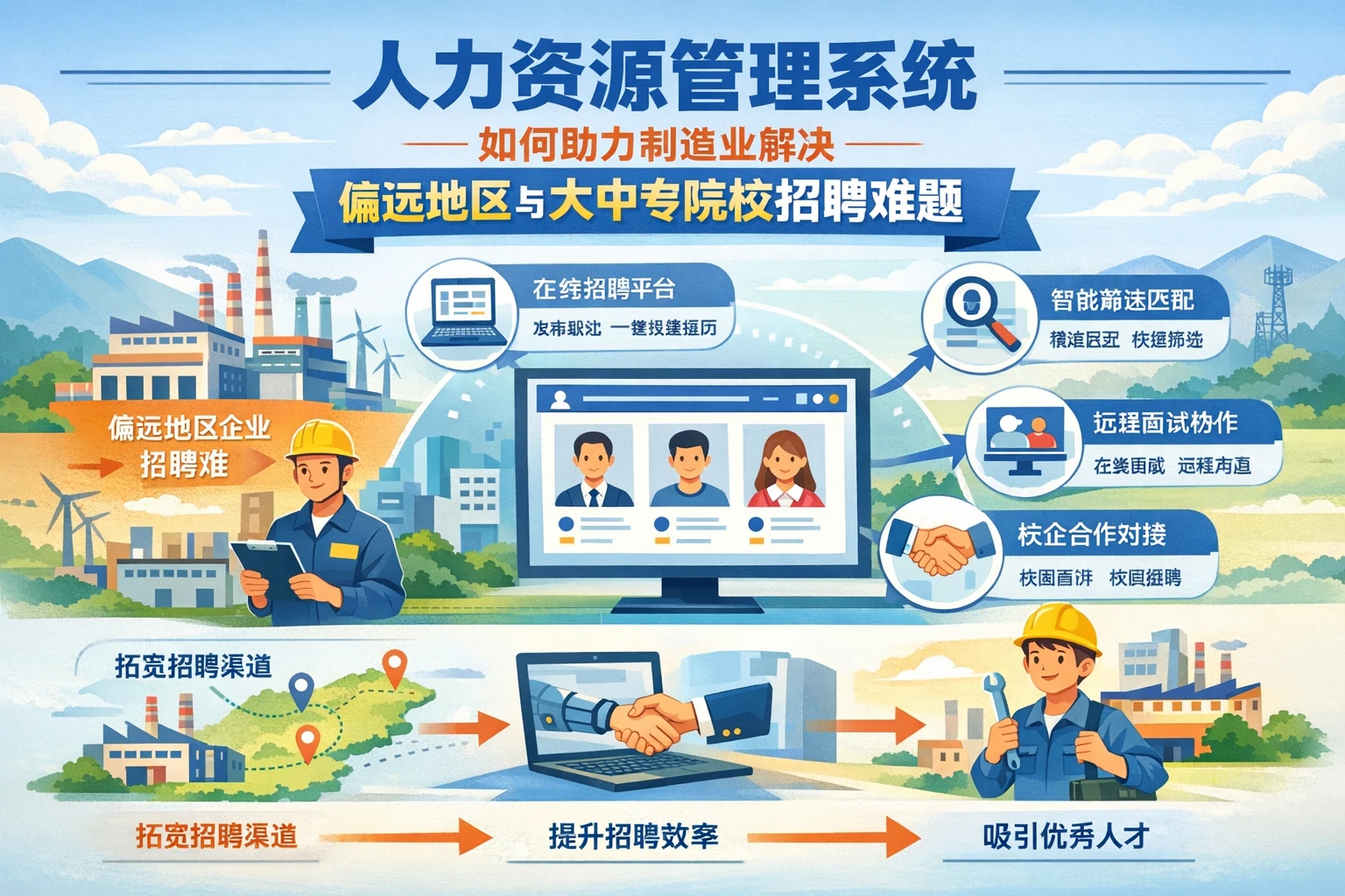 人力资源管理系统如何助力制造业解决偏远地区与大中专院校招聘难题