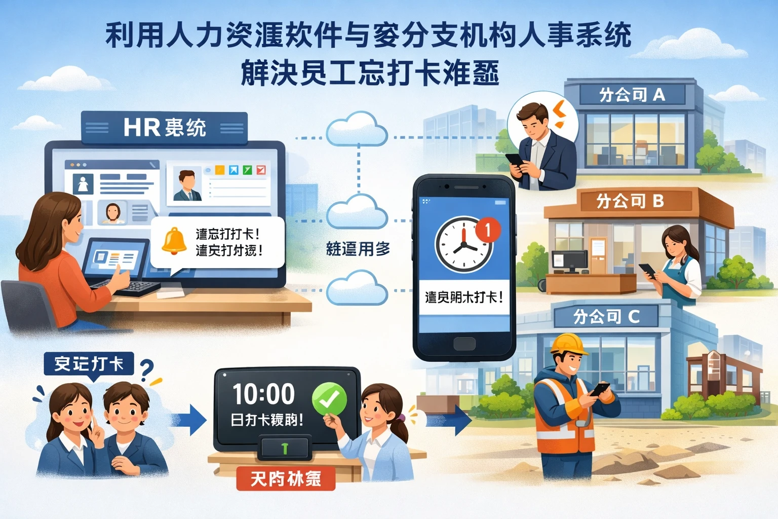 利用人力资源软件与多分支机构人事系统解决员工忘打卡难题