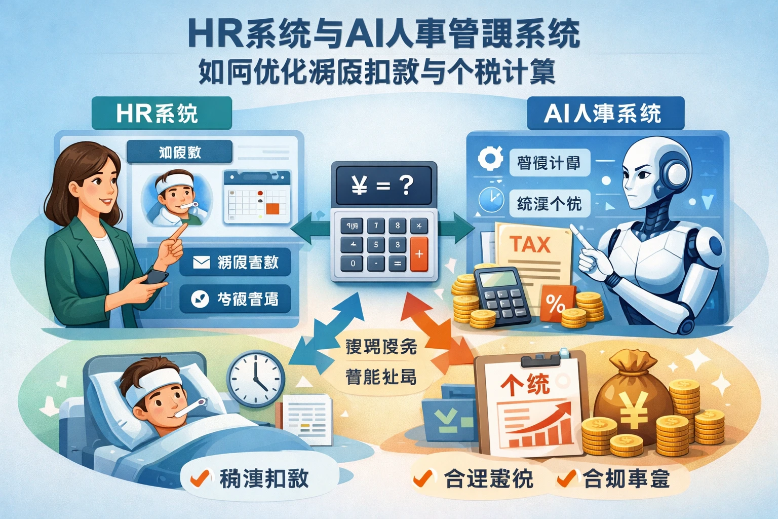 HR系统与AI人事管理系统如何优化病假扣款与个税计算