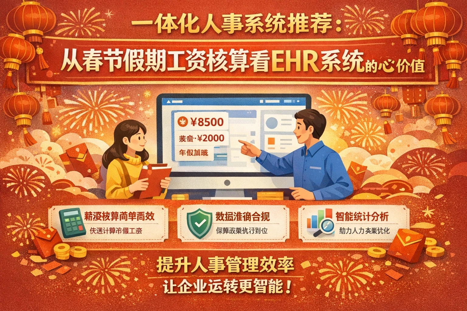 一体化人事系统推荐：从春节假期工资核算看EHR系统的核心价值