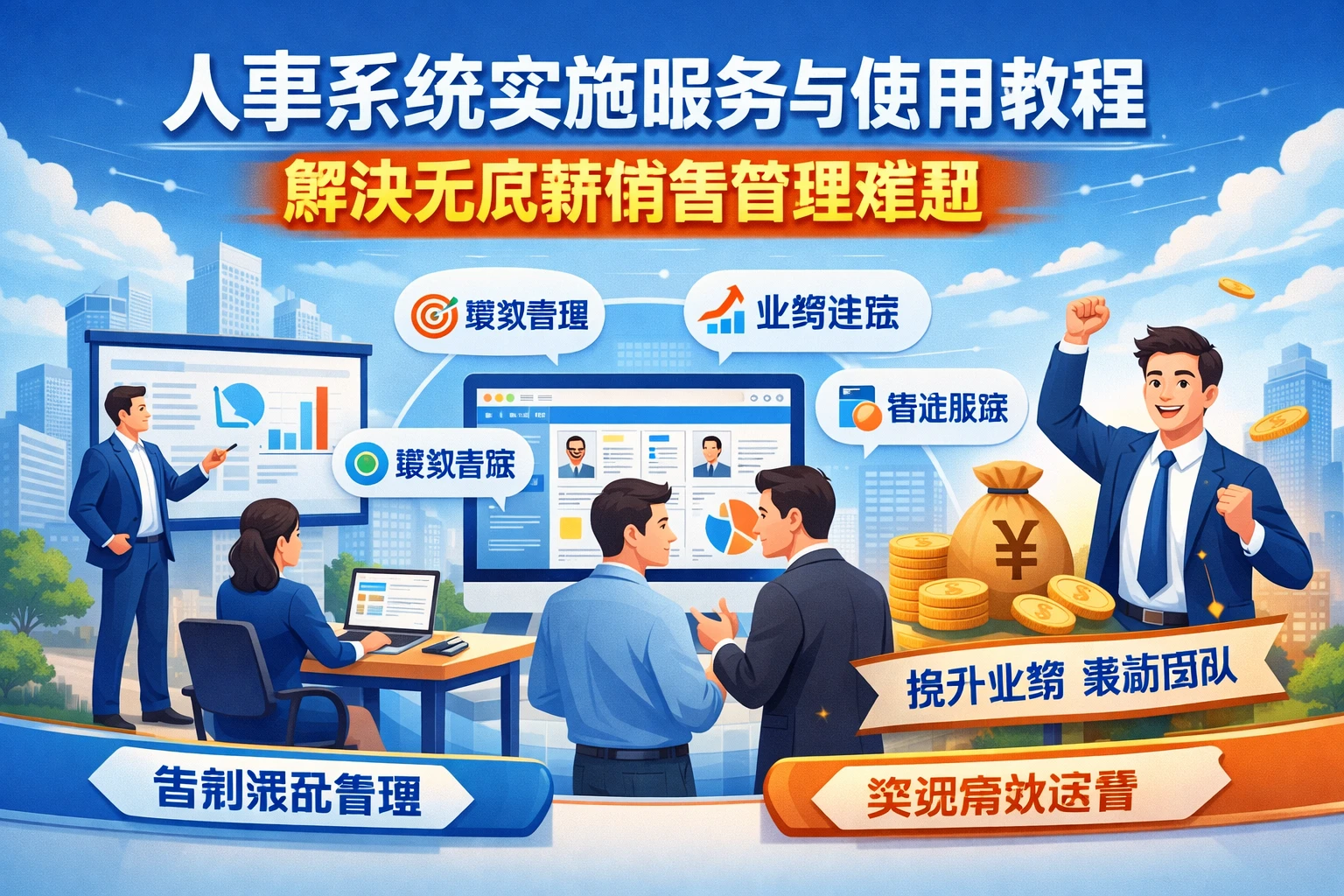 人事系统实施服务与使用教程：解决无底薪销售管理难题