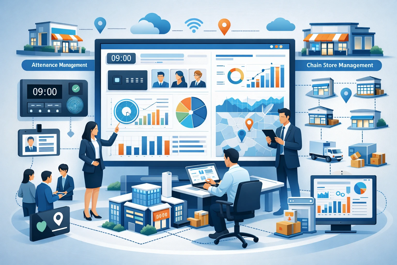 现代企业人力资源信息化系统：集成考勤与连锁门店管理的智能化解决方案