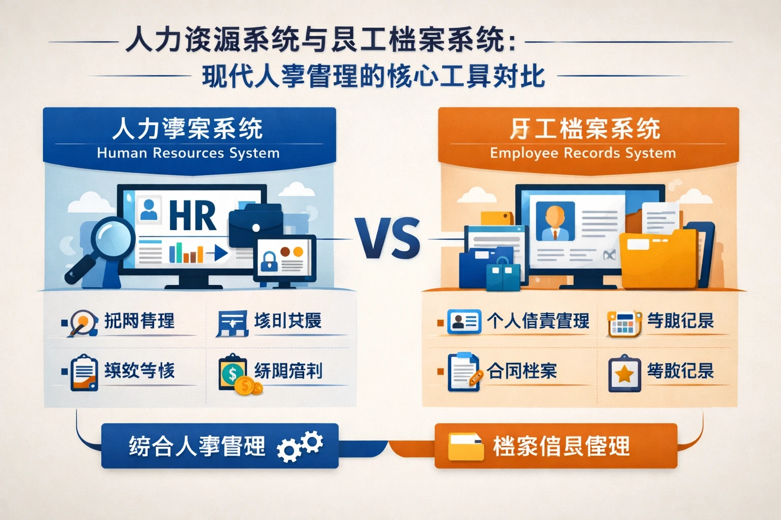 人力资源系统与员工档案系统:现代人事管理的核心工具对比