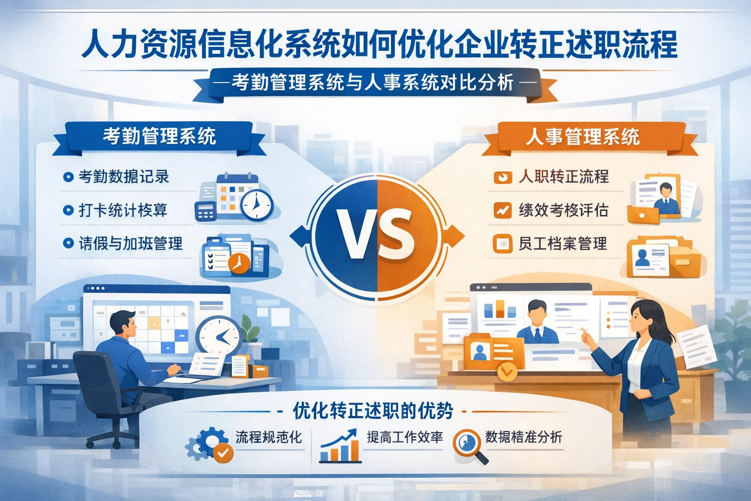 人力资源信息化系统如何优化企业转正述职流程——考勤管理系统与人事系统对比分析