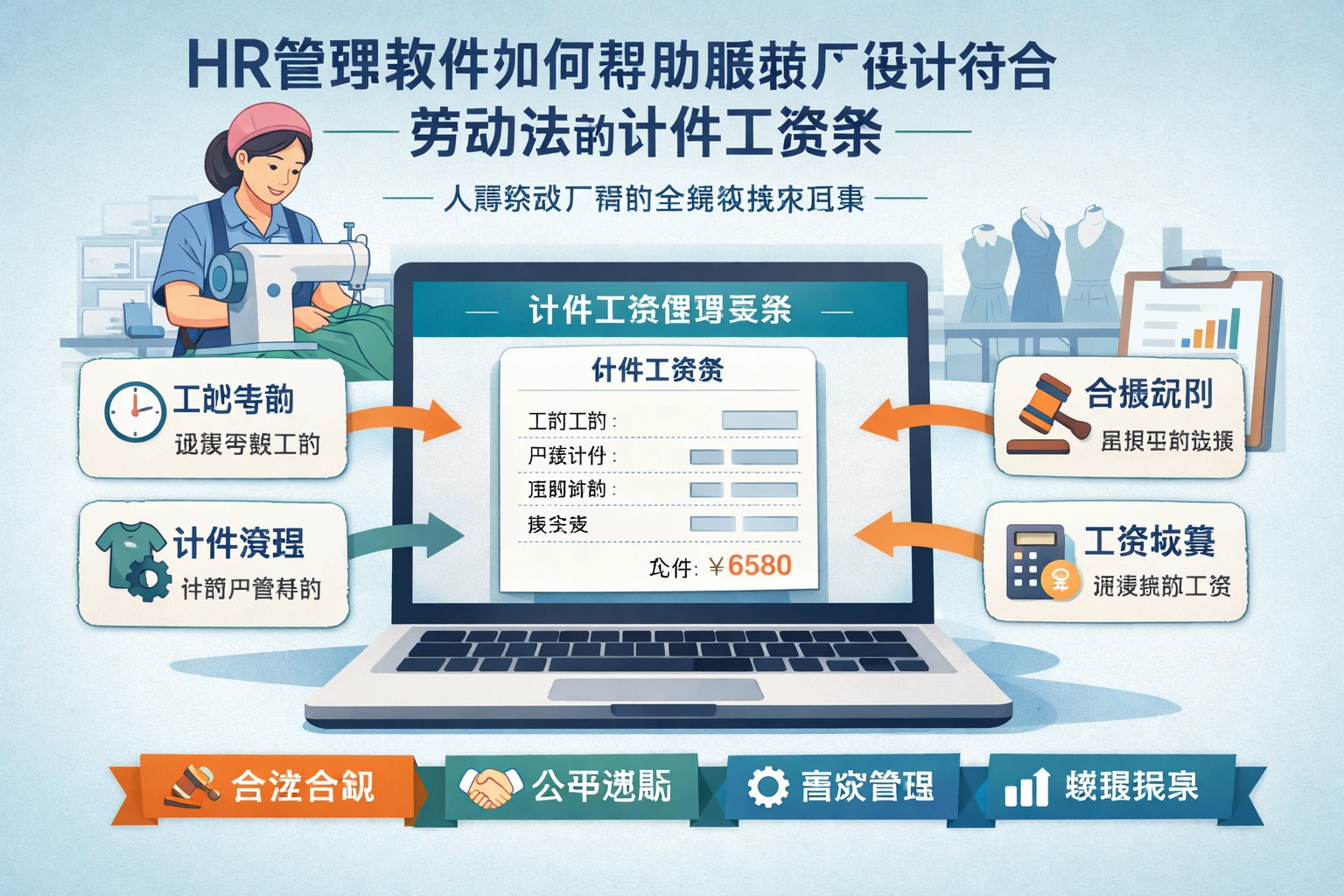 HR管理软件如何帮助服装厂设计符合劳动法的计件工资条——人事系统厂商的全模块解决方案