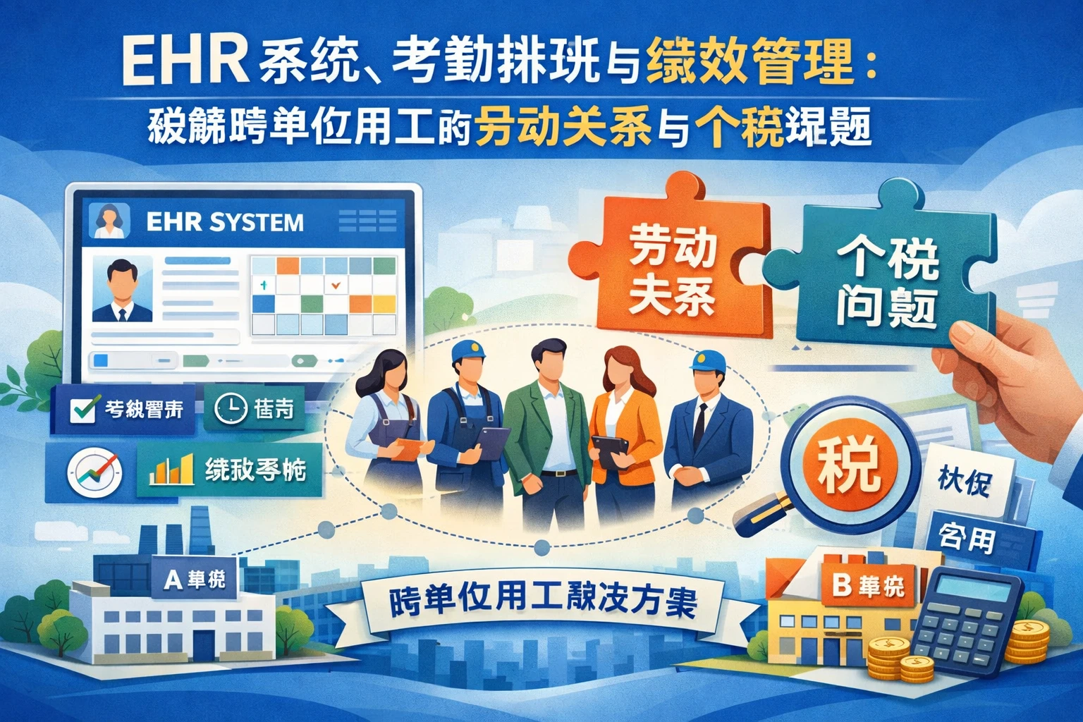 EHR系统、考勤排班与绩效管理：破解跨单位用工的劳动关系与个税难题