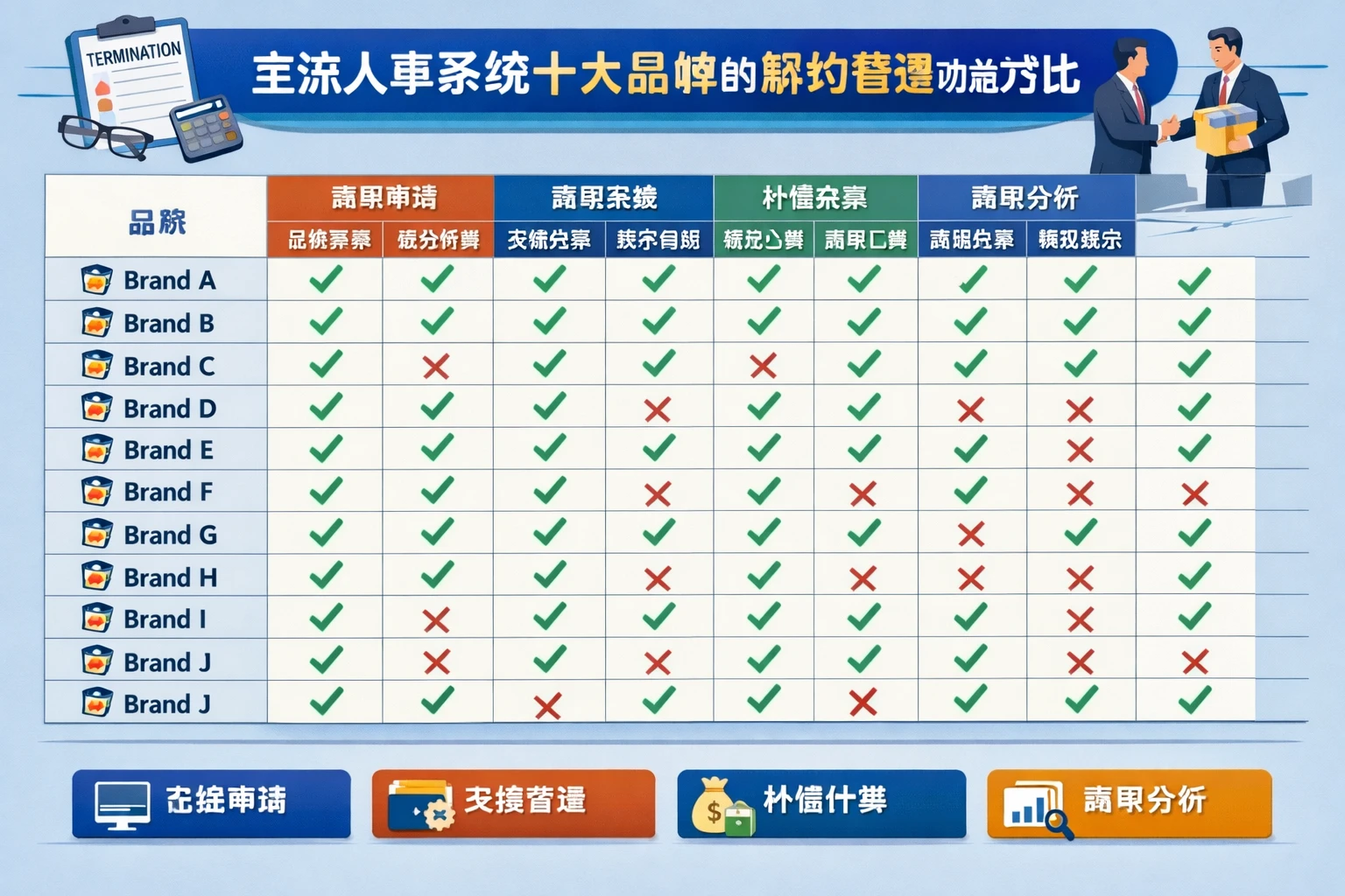 主流人事系统十大品牌的解约管理功能对比