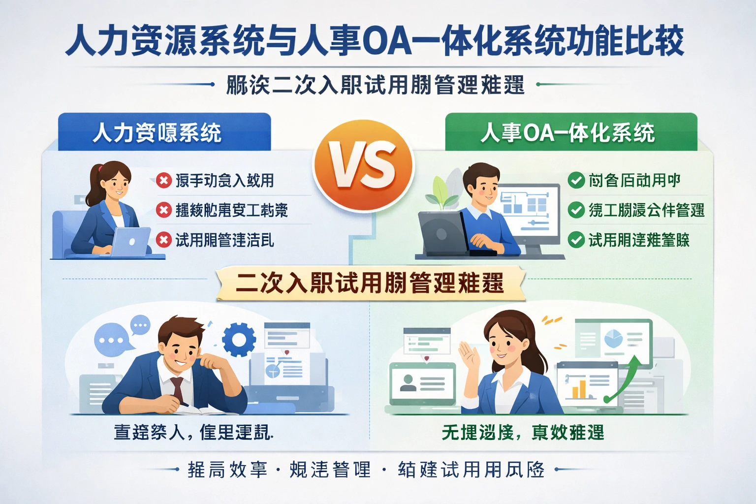 人力资源系统与人事OA一体化系统功能比较：解决二次入职试用期管理难题