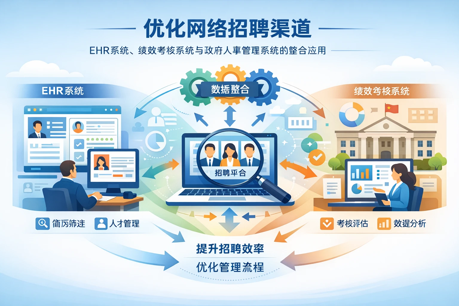 优化网络招聘渠道:EHR系统、绩效考核系统与政府人事管理系统的整合应用