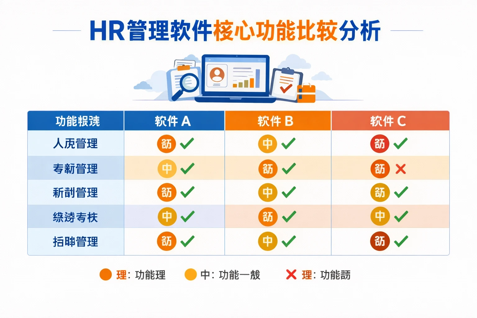 HR管理软件核心功能比较分析