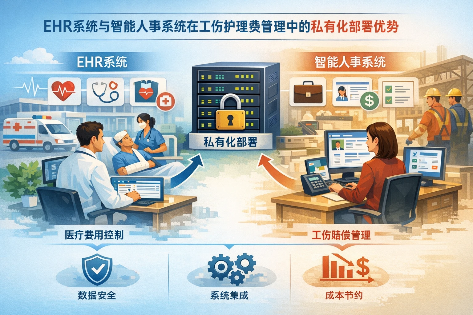 EHR系统与智能人事系统在工伤护理费管理中的私有化部署优势