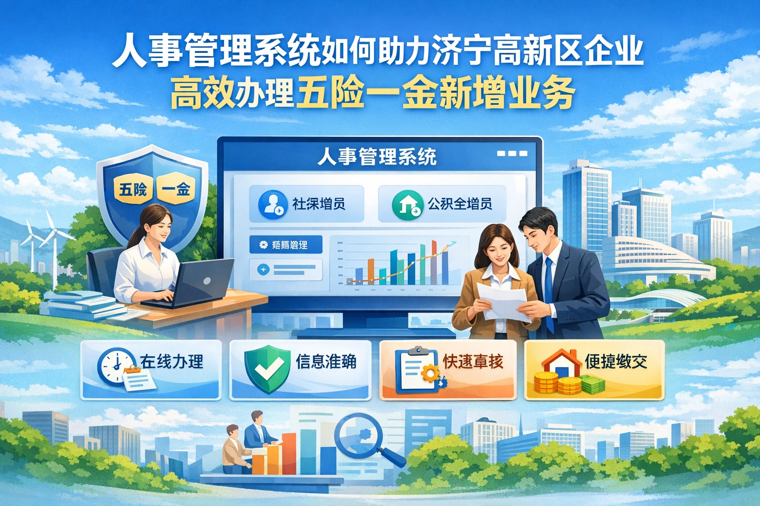 人事管理系统如何助力济宁高新区企业高效办理五险一金新增业务