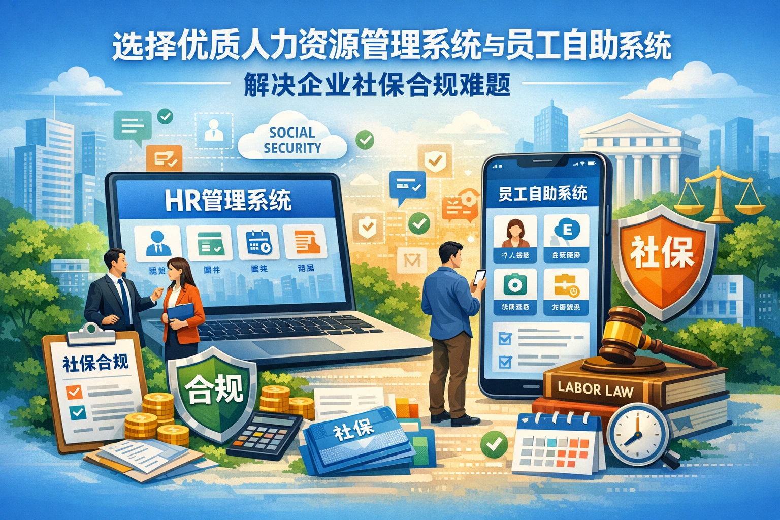 选择优质人力资源管理系统与员工自助系统，解决企业社保合规难题