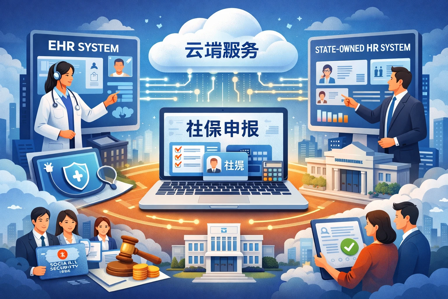 EHR系统与国企人力资源系统云端版在社保申报中的关键作用
