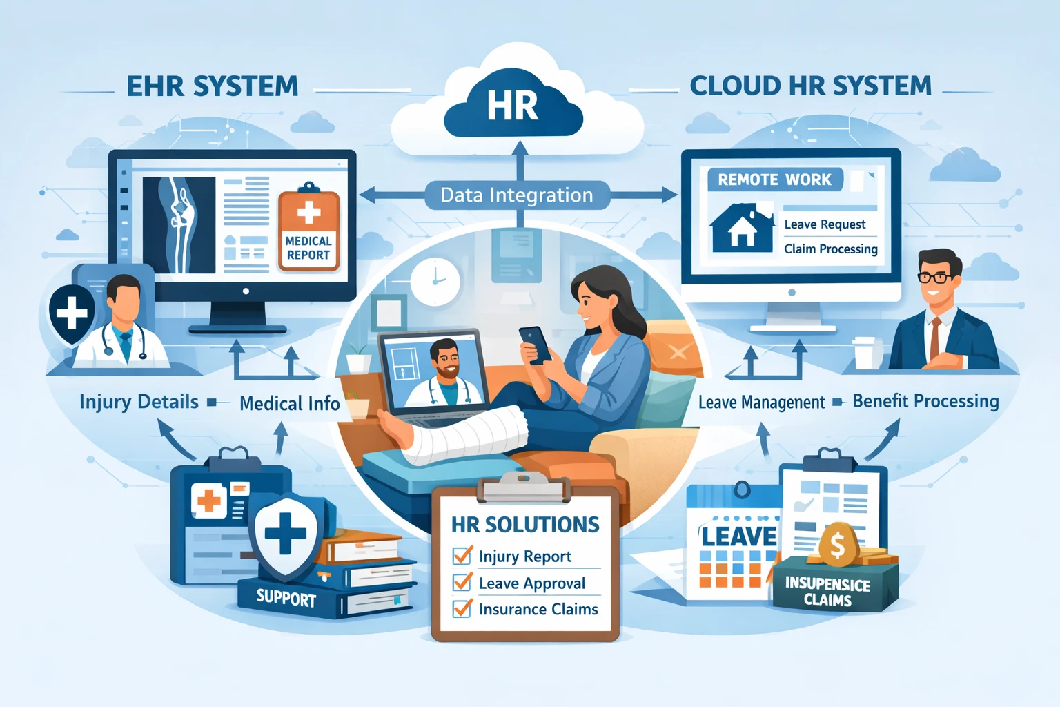 运用EHR系统与云端HR系统高效处理员工在家摔伤的人事管理方案