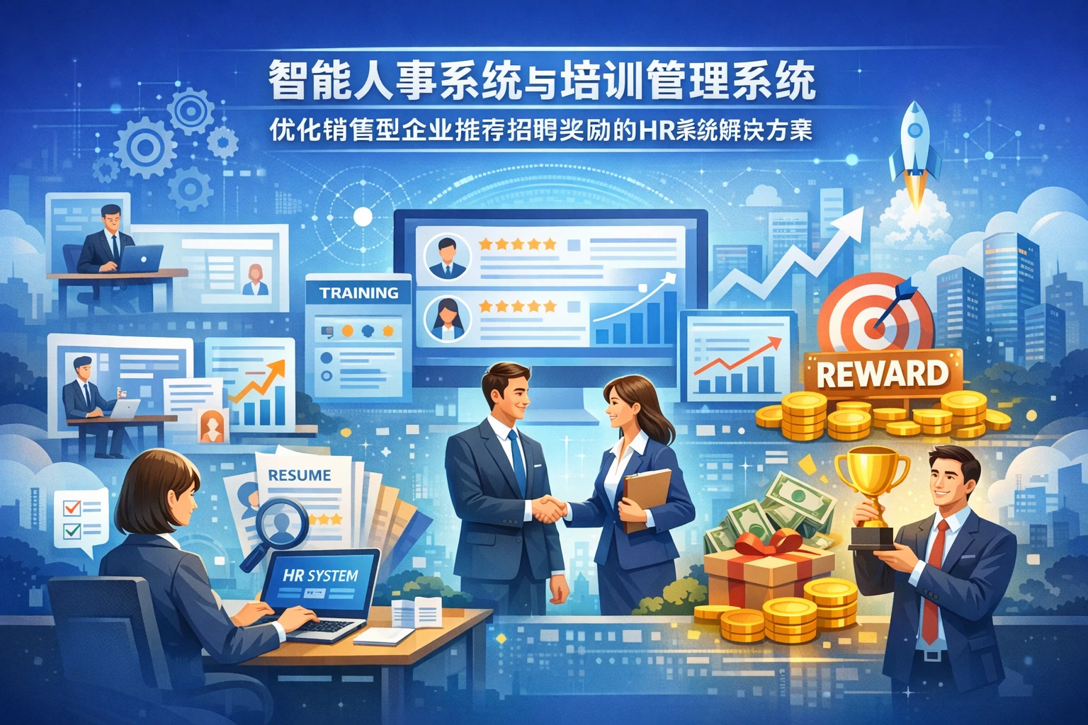 智能人事系统与培训管理系统：优化销售型企业推荐招聘奖励的HR系统解决方案