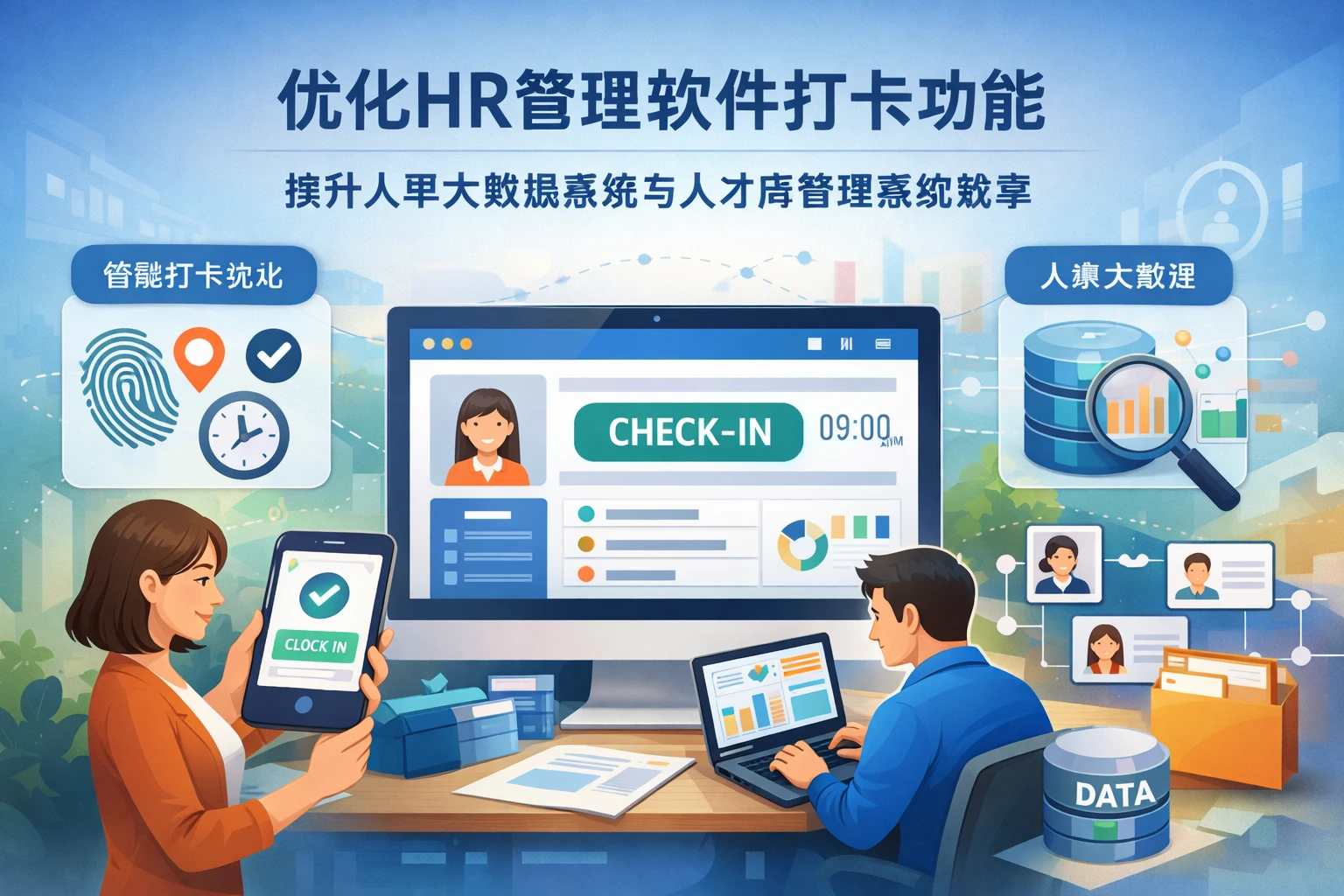 优化HR管理软件打卡功能，提升人事大数据系统与人才库管理系统效率