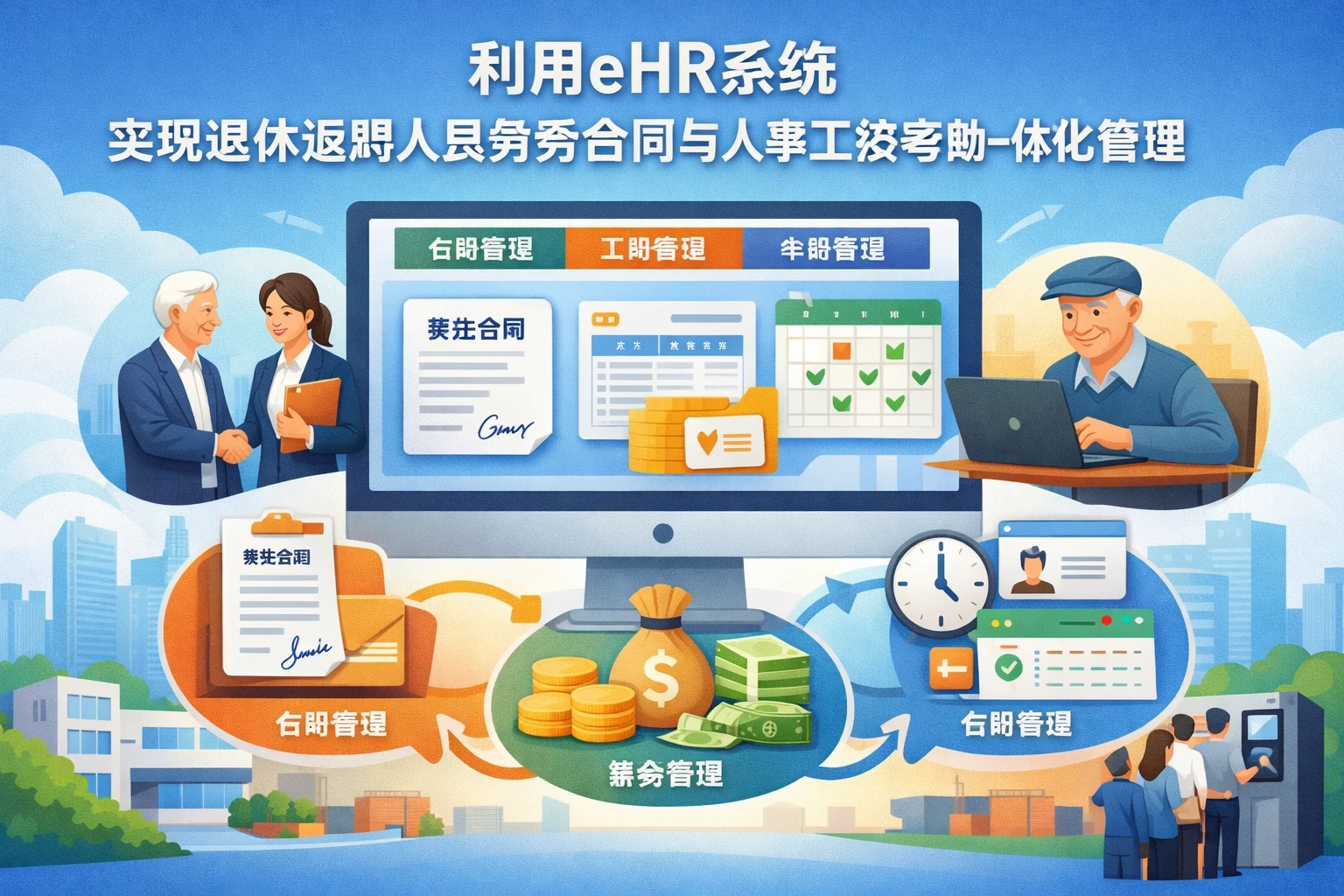 利用eHR系统实现退休返聘人员劳务合同与人事工资考勤一体化管理
