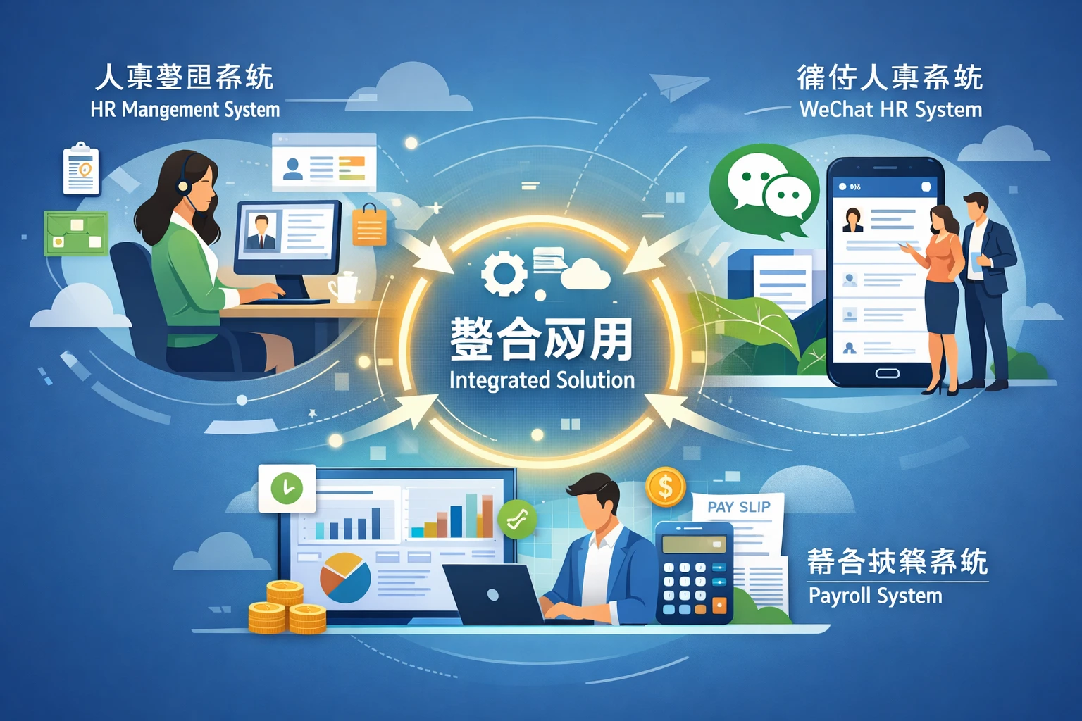 现代企业人事管理系统、薪资核算系统与微信人事系统的整合应用