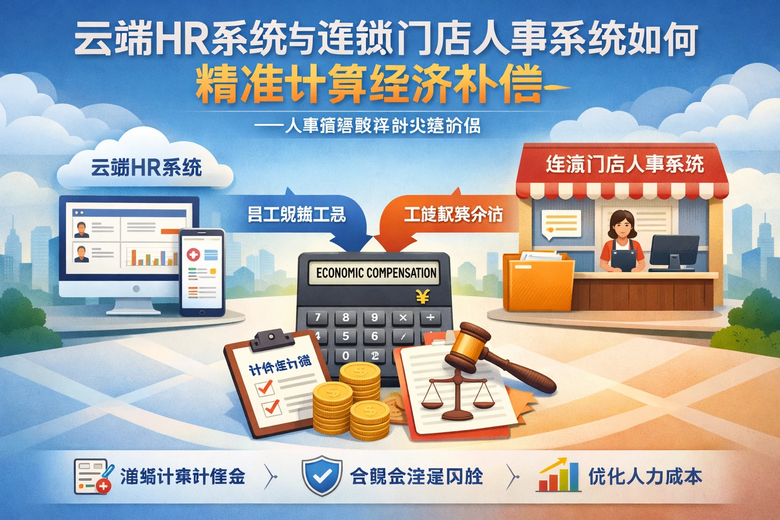云端HR系统与连锁门店人事系统如何精准计算经济补偿——人事管理软件的关键价值