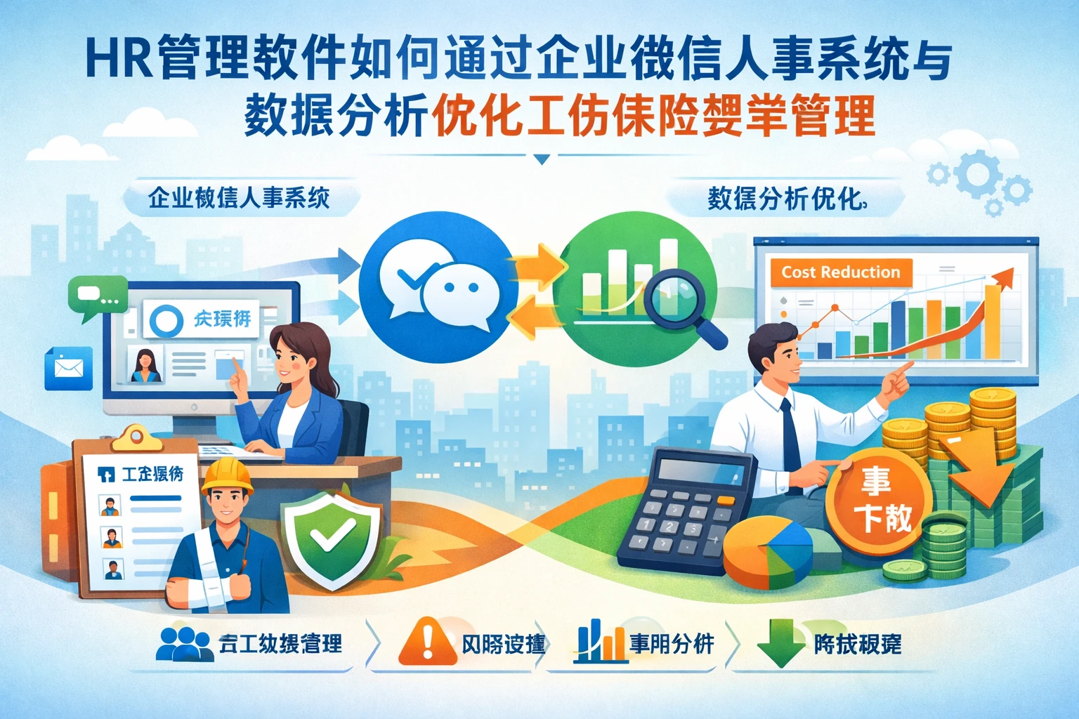 HR管理软件如何通过企业微信人事系统与数据分析优化工伤保险费率管理