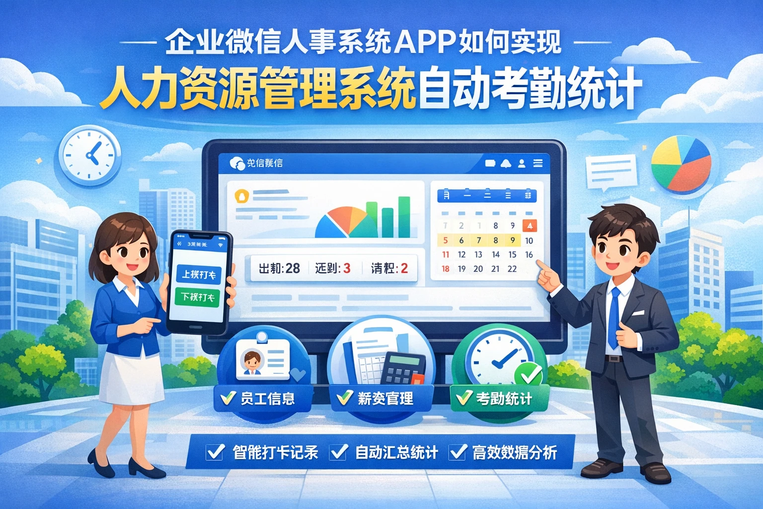 企业微信人事系统APP如何实现人力资源管理系统自动考勤统计