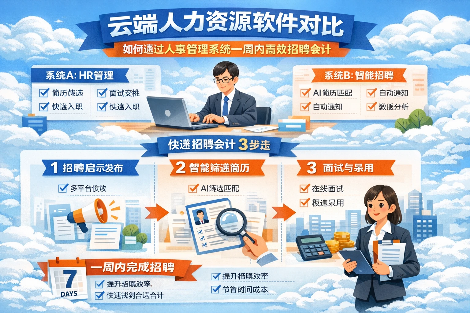 云端人力资源软件对比：如何通过人事管理系统一周内高效招聘会计